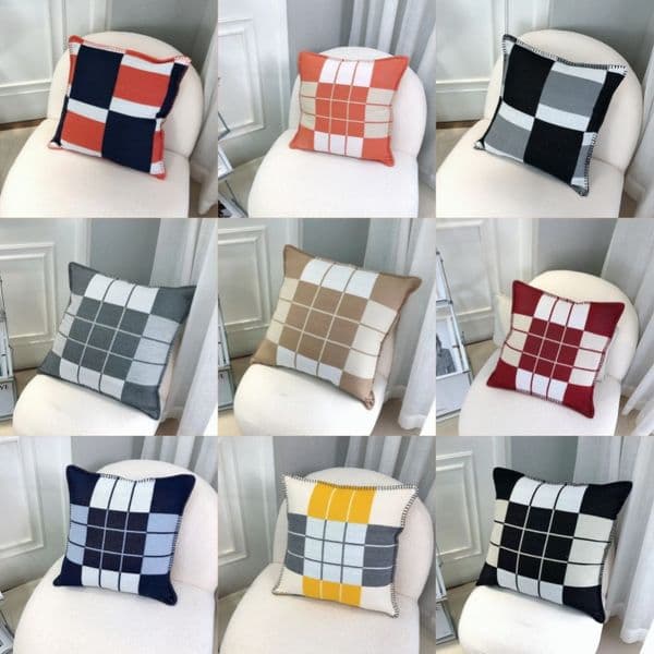 Designer h Luxury Brand Nordic Style Lunch Break Sofa Car Waist Back Cushion Knitted Pillowcase Pillow With logo