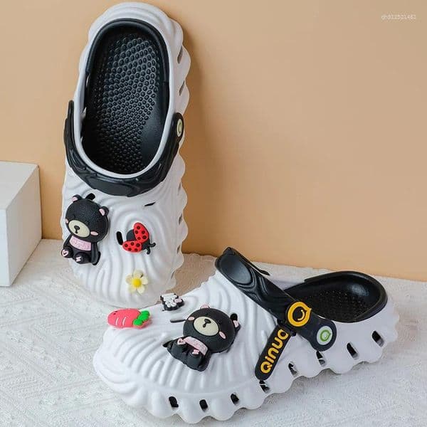 Casual Shoes Women's Diy Cute Bear Clogs Sandals Summer 2026 Slip On Wedge Platform Woman Fashion Thick Sole Garden Ladies