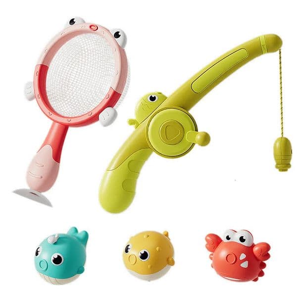 Magnetic LED Light Up Fishing Games Baby Bath Toys Set with Rod Toddler Bathtub Floating Water for Kids Gift 260407BY