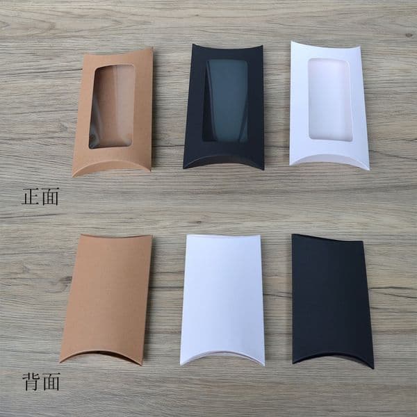 500pcs White Brown Black Pillow Paper Box With Window Kraft Paper Christmas Gift Packaging Boxes Candy Bags Small Pillow Box