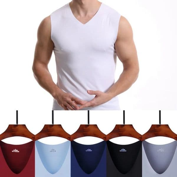 5Pcs Summer Men Vest Silk Tank Tops Seamless Sleeveless Sport Bodysuit For Mens Clothing Casual Undershirts Cool Gym 260408