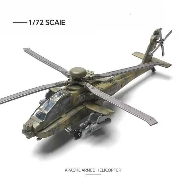 172 Scale Toy Planes US Apache Armed Helicopter AH64 ABS DieCast Aircraft Model Building Blocks Toy Collection Boy Holiday GiftL260408