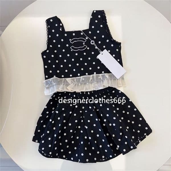 Designer summer girl dress kids clothing girls short-sleeved set with luxurious print baby girl clothing size 90-150cm A1 L26521HU8D