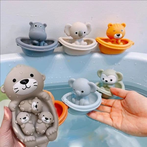 Baby Bath Toy For Kids Bathroom Stacking Boat Toys Floating Bathtub Animal Finger Puppet Shower Pool Float 260407BY