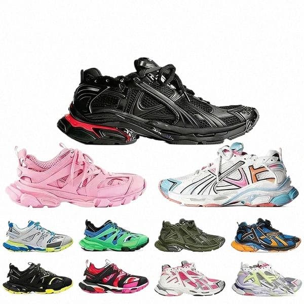 with Box Designer Runner Led 3XL Casual Shoes Track 3.0 Sneaker Men Women Paris Triple White Black Pink Grey Beige Gomma Leather Nylon Printed Platfor S8RQ#