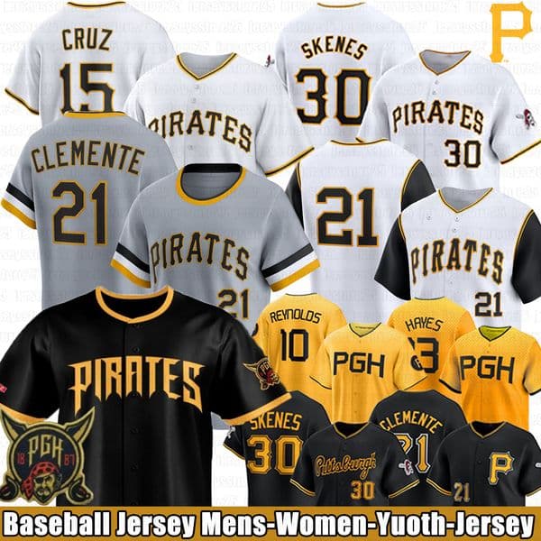 Paul Skenes Pirates Baseball Jersey 2026 Roberto Clemente Bryan Reynolds Oneil Cruz Willie Stargell Joey Bart Spencer Horwitz Brandan Bidois PittsburghJerseys