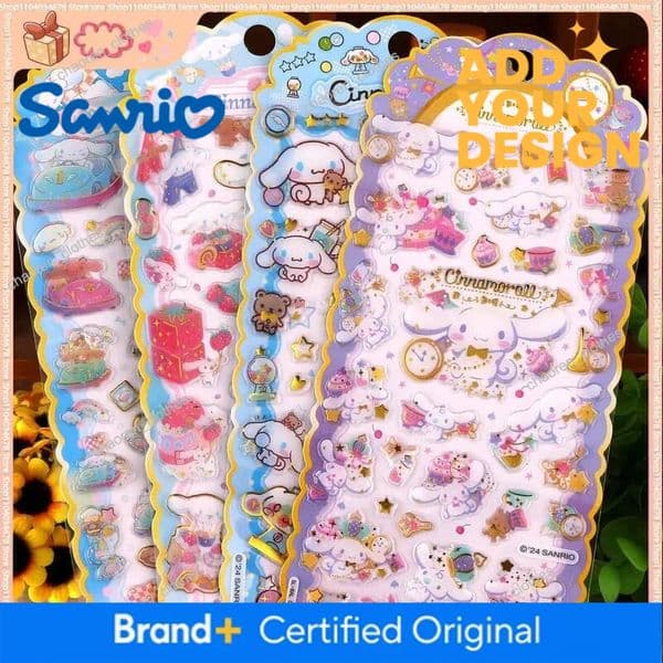2Pcs Cinnamoroll Crystal Sticker Cute 3D Cartoon Stationery Sticker Phone Case Decoration Sticker Water Cup Sticker Hot Selling Luxury Goods