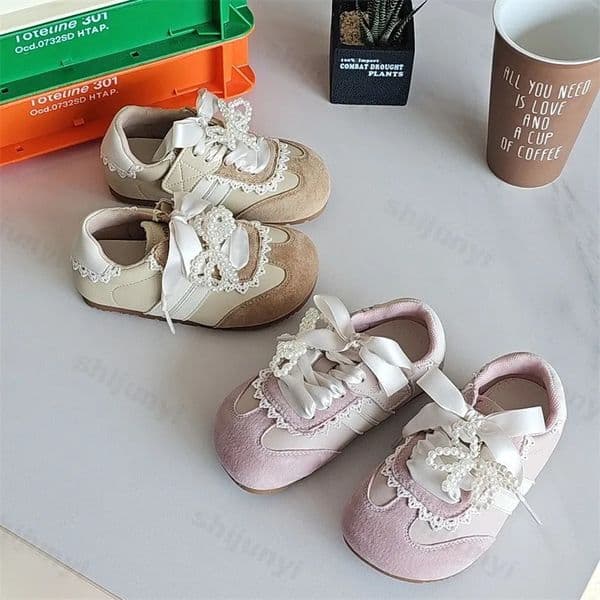 Autumn Girls Casual Sports Shoes Comfortable Anti Slip Lace Outdoor Childrens Walking Shoes Toddler Kids Baby Sneakers 260407