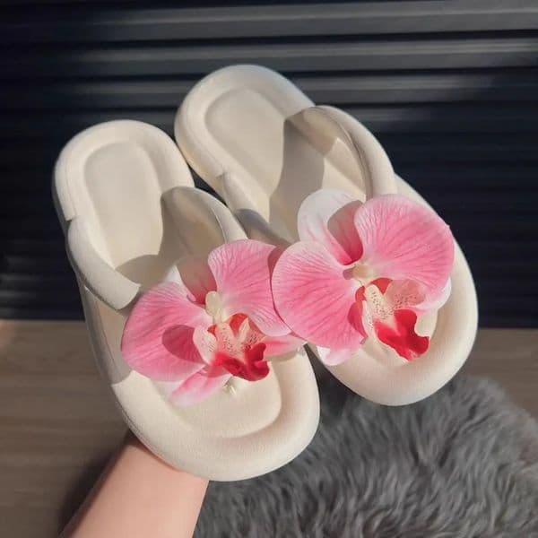 EVA Flip Flops Anti-Slip Summer Herringbone Slippers Butterfly Orchid Beach Shoes Summer260407BJ