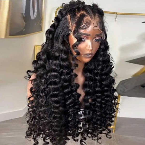 40 Inch Water Wave Frontal Human Hair Wig13x4 HD Transparent Lace Wigs For Women 220 Density Pre Plucked Curly Front Wigs