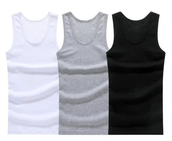 3pcslot Cotton Mens Underwear Sleeveless Tank Top Solid Muscle Vest Undershirts O-neck Gym clothing T-shirt mens vest Male 4XL 260408