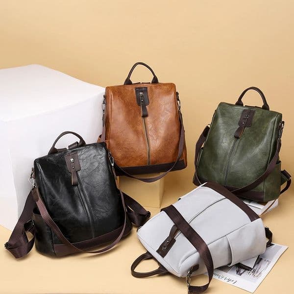 Female Backpack Multifunction PU Leather School Bag Women Shoulder Bag Travel Back Pack Mochila Feminina260324