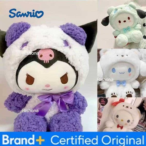 Sanrio HOT Kawaii 25cm Plush Toy Jade Dog Kuromi Dressing Doll Plush Toy Stuffed Animal Patung Dolls Birthday Gift H260408