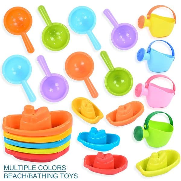 ChildrenS Bath Toys Stacked Boats MultiColor Watering Cans ParentChild Interactive Spoons Beach Leaky 260407