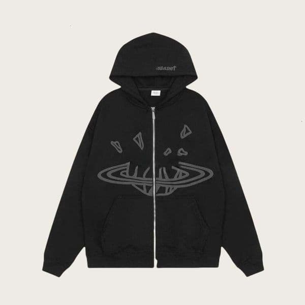Planet Hoodie Letter Print Shirts Graffiti Long Sleeve Pullover O-Neck Hip Hop Hooded Sweatshirt Trendy Tracksuit Brokenlys Planettly Tops 141