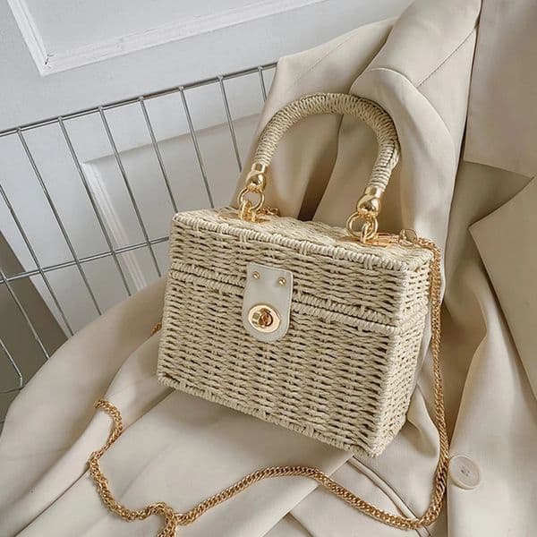 Summer Box Small Purse and Handbags For Women Rattan Straw Woven Crossbody Shoulder Bags Female Fashion Chain Travel Beach 260408