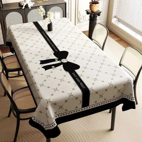 Luxury Designer Black art White Checkered Printed Tablecloth Rectangular Lint Dustproof Decorative Cloth Desk Dining Anti Scalding Table Mats Shipping 3