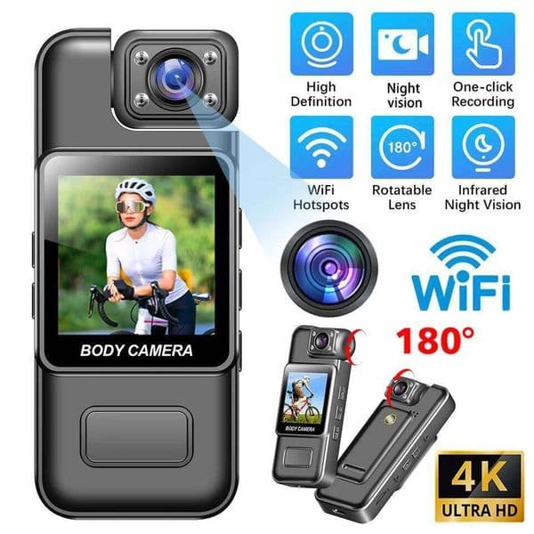 4K WiFi Ultra HD Mini Portable Camera Infrared Night Vision Function Suitable for Police Use, Outdoor Cycling, etc 26H0409