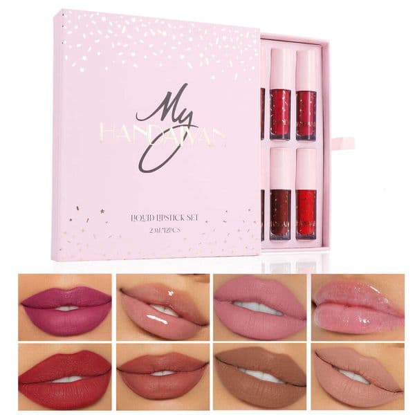 2026 New 12 Colors Matte Lip Glaze Set Long Lasting Waterproof Non-Stick Cup Lip Gloss Velvet Liquid Lipstick