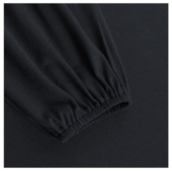 (1698) New Style Solid Color Ruffled Hem Elegant Puff Sleeve Dress