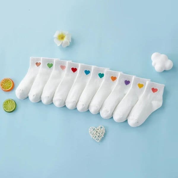 Wholesale of thin mesh fairy treasure love cotton breathable childrens mid length socks for girls in spring and summe260408BJ