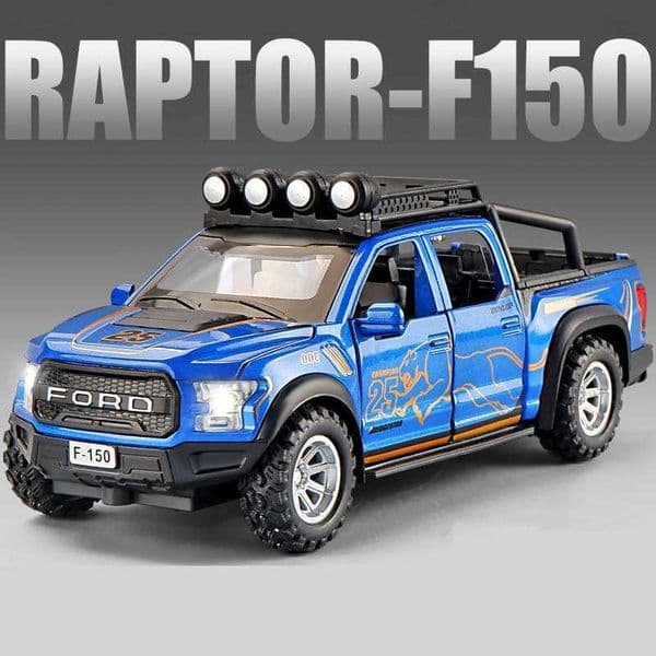 132 Ford Raptor F150 Alloy Pickup Car Model Diecasts Metal Toy Off-road Vehicles Car Model Collection Sound and Light Kids GiftL260408