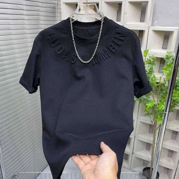Men's Trend Simplicity All-Match Letter Tops Summer Short Sleeve Loose Plus Size Korean T Shirts Fashion Designer Fashion Harajuku Men Clothing