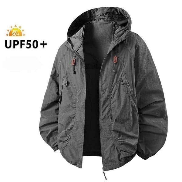 Men's Fishing Hooded Jacket Hiking Mountain Sport Waterproof Lightweight Windbreaker Rain Shell Coat Camping Sun-proof Raincoat 26H0408