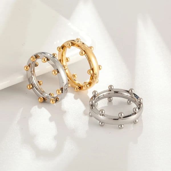 y Stainless Steel Mini Ball Ring Gold Color For Women Men Vintage Finger Rings Party Wedding Wolf Trend Jewelry Gift 260409BJ