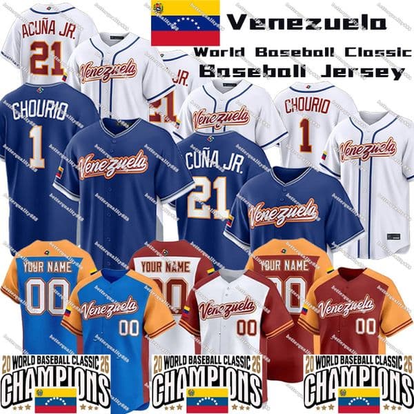 21 Ronald Acuna Jr Venezuela Baseball jersey 2026 World Baseball Classic Jerseys WBC Gleyber Luis Arraez Jackson Chourio Willson Contreras Venezuela jersey