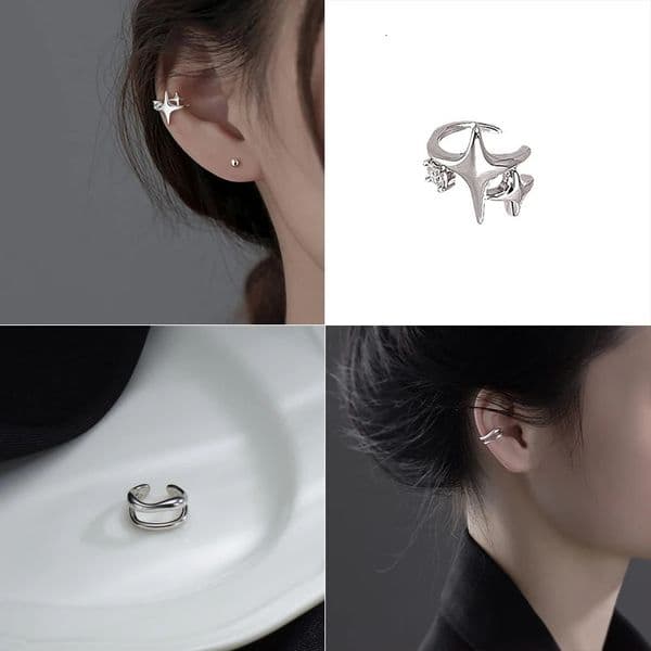 Four Pointed Star Clip Zircon Earrings Suitable Women Without Ear Holes Jewelry Bones Men Trendy Accessories 260408