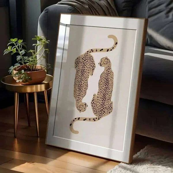 Abstract Retro Leopard Canvas Poster Art Print, Modern Animal-themed Wall Decoration, Living Room Interior Decoration Painting 26H0407