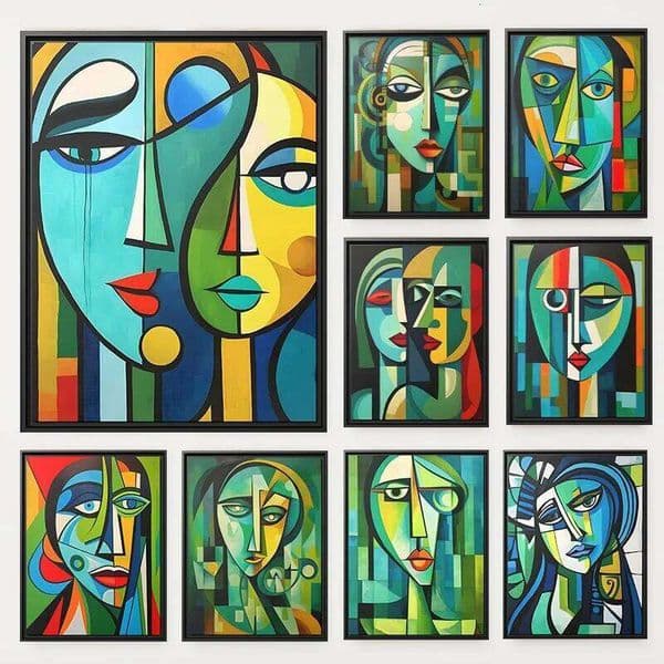 Modern Cubist Picasso Culture Poster Abstract Figure Portrait Cubism Canvas Painting Wall Art for Living Room Home Decor 26H0407