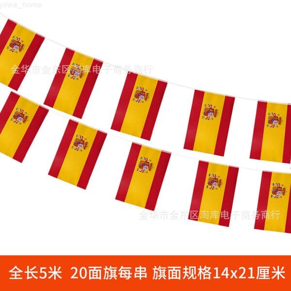 Spanish National Flag String Flags 5M 20 Flags Customized World Flags Small Hanging Flags