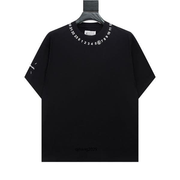 26ss high-quality Margela designer T-shirt men's fashionable luxury T-shirt summer pure cotton MM6 letter pattern men's T-shirt street trend Margela clothing 7026