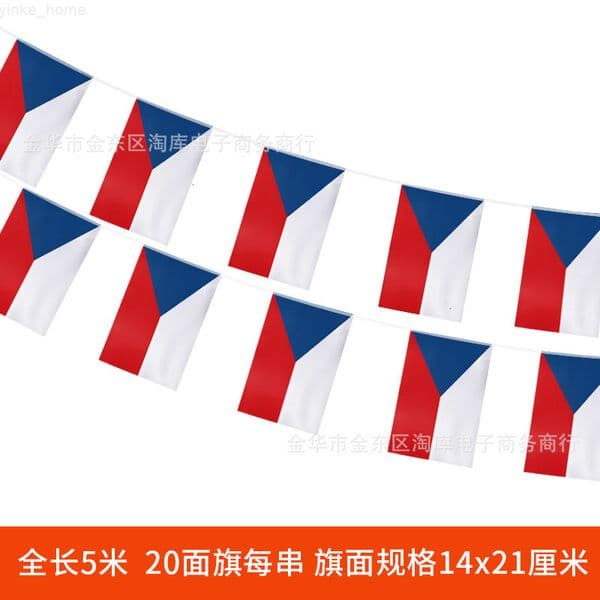 Czech Flag String Flag 5M 20 Flags Around The World Small Hanging Flags