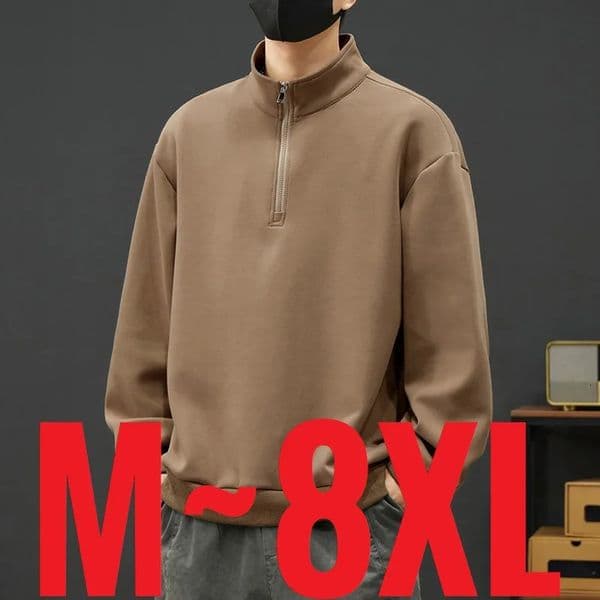 2026 Spring Mens Large Size Sweatshirt Half Zip ner Pullover Male Turtleneck Long Sleeve Big Plus 8XL Loose Sport Top 260408BJ