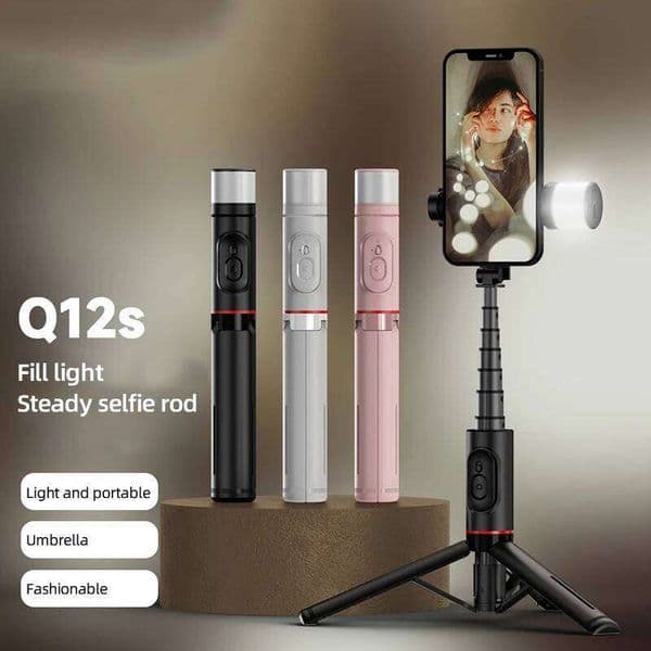 Portable Wireless BT Selfie Stick Foldable Tripod with Fill Light Shutter Remote Control for Android iPhone Smartphone 26W0409