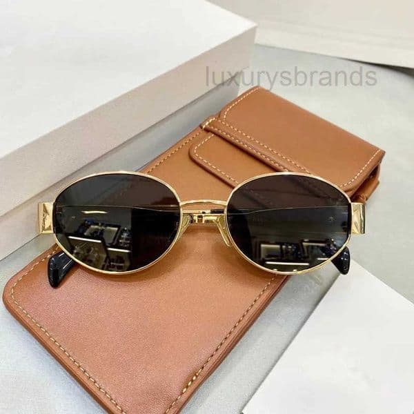 Sunglasses For Women Oval Frame Designer Sunglasses 40235 Women Metal Mirror Legs Green Lens Sunglasses Retro Small Round Frame Sexy Little Women Glasses With Box