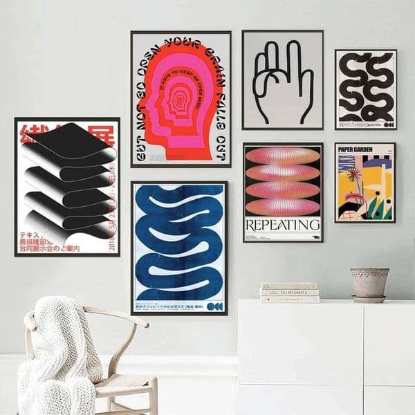 Japanese Vintage Abstract Open Your Print Posters Blue Waves Wall Art Canvas Painting for Living Room Bedroom Home Decor 26H0407