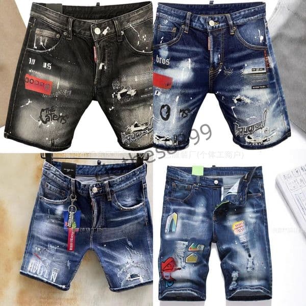 Designer Jeans New Cross border DS Medium Pants Mens Jeans Shorts Street Printed D2