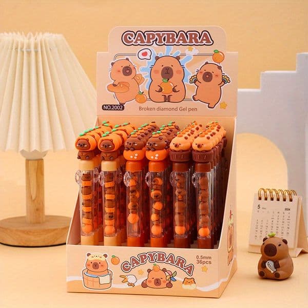 Capybara bead ballpoint pen Capybara clothing style 0.5mm black ink click pen Student friend gift - Creative fun pen set