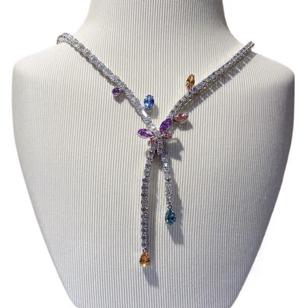 2026 spring summer new dragonfly designer choker necklace for women rainbow colorful shine crystal luxury tassel necklaces earrings bracelet jewelry L26061036BI