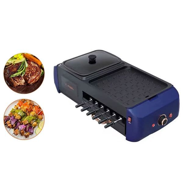 Household Electric Griddle Hot Pot Boiler Grill Pan Multifunction Grill Machine Three In One Barbecue Machine