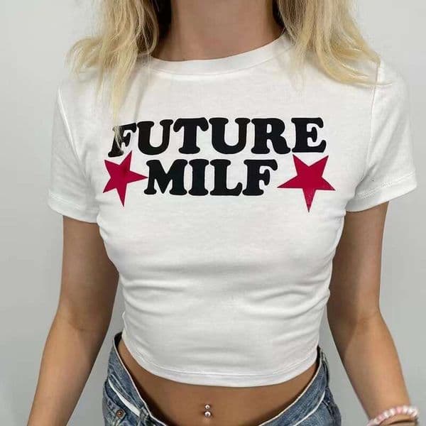 Wholesale European And American Clothing Ins Style Women's Trendy Short Tight Letter Print T-Shirt Hot Girl Tops Women Sexy short sleeves