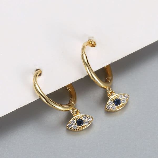 S925 sterling silver for women, minimalist style evil blue eye drop earrings, vintage earrings