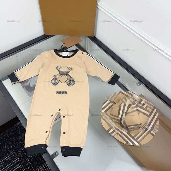 New newborn jumpsuits Checkered animal toddler romper designer Baby clothing Long sleeve infant bodysuit and hats A141X04N089