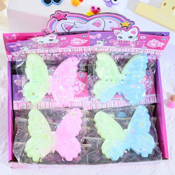 Super soft silicone butterfly pinch music glitter, stress relieving toy for students and children, slow rebound venting tool, hot selling shipping