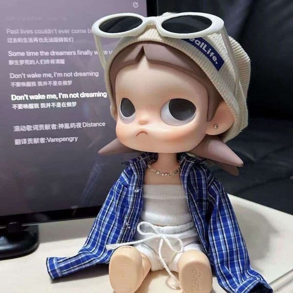 Doll Doll Cool Sister Zsiga 1/8 Blue Plaid Shirt Set Cute Cartoon Dress Up Doll Clothes Replacement