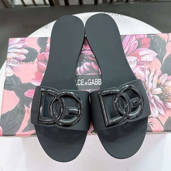 Designer Sandals Women Interlocking Slides Rubber Slippers Ladies Flat Beach Jelly Script Blue Summer Fall Mules Outdoor Waterproof Luxury